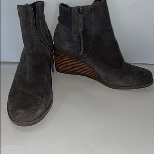 Toms Charcoal Suede Ankle Booties